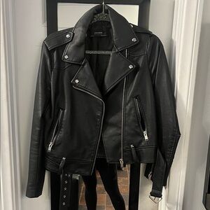 Zara Black Leather Moto Jacket